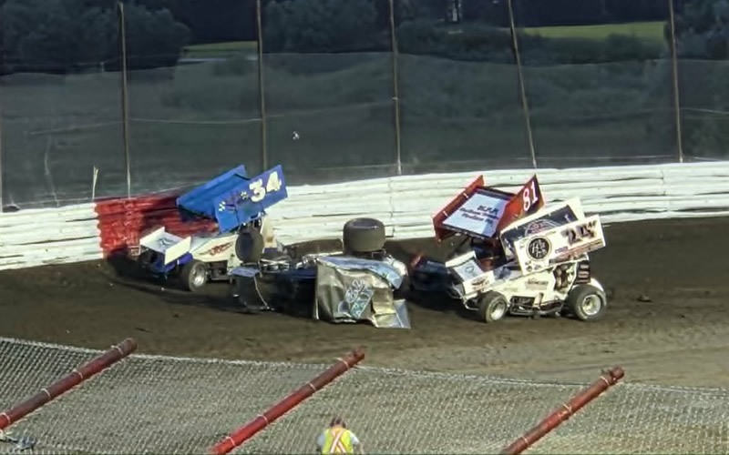 MILLER JOINED A 3-CAR INCIDENT WITH 6 LAPS REMAINING