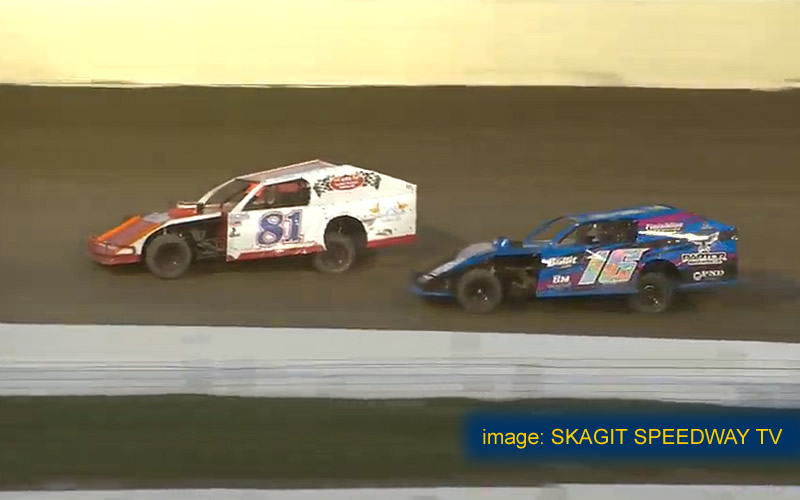 ZERBIN  HOLDS OFF SMITH FOR THE JULY 4TH WIN AT SKAGIT SPEEDWAY